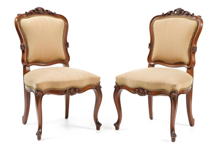 Charming Heritage Antique Biedermeier Chairs with Authentic Fabric